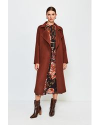 Karen Millen Wool Blend Hand Finished Belted Jacket - Orange