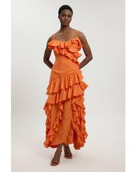 Karen Millen - Drama Frill Maxi Dress - Lyst