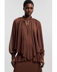 Karen Millen - Crinkle Chiffon Cape Woven Blouse - Lyst