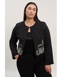 Karen Millen - Plus Size Tailored Cutwork Detail Collarless Jacket - Lyst