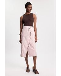Karen Millen - Leather Tie Up Belted Midi Skirt - Lyst