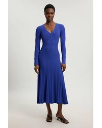Karen Millen - Knit Pointelle Stitch Detail Midi Dress - Lyst