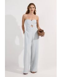 Karen Millen - Compact Stretch Bandeau Tailored Wide Leg Jumpsuit - Lyst