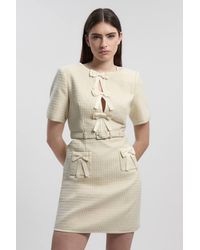 Karen Millen - Petite Tailored Tweed Bow Detail Mini Dress - Lyst