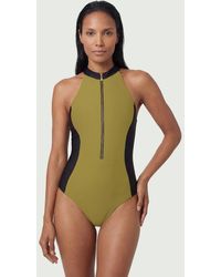 Karen Millen - Racer Back Swimsuit With Zip - Lyst