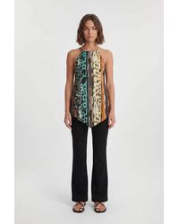 Karen Millen - Satin Viscose Animal Print Top - Lyst