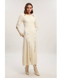 Karen Millen - Viscose Blend Stud Keyhole Detail Knit Maxi Dress - Lyst