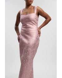 Karen Millen - Plus Size Foil Metallic Figure Form Bandage Strappy Knit Maxi Dress - Lyst