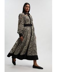 Karen Millen - Cutwork Woven Maxi Shirt Dress - Lyst