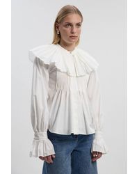 Karen Millen - Cotton Poplin Pleat Detail Woven Shirt - Lyst