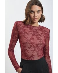 Karen Millen - Lace Long Sleeve Bodysuit - Lyst