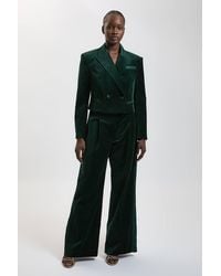 Karen Millen - Velvet Tailored Wide Leg Trouser - Lyst
