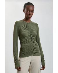 Karen Millen - Crepe Jersey Ruche Front Top - Lyst