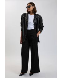 Karen Millen - Denim Seam Detail Wide Leg Jeans - Lyst