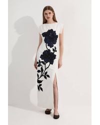 Karen Millen - Premium Summer Embellished Applique Tailored Maxi Dress - Lyst