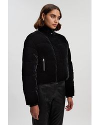 Karen Millen - Padded Velvet Short Coat - Lyst