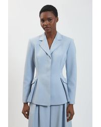 Karen Millen - Polished Seam Detail Cinched Blazer Jacket - Lyst