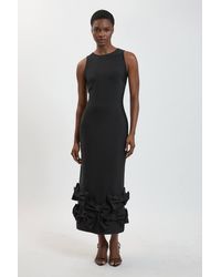 Karen Millen - Figure Form Bandage Taffeta Bow Knitted Midi Dress - Lyst