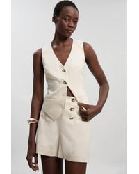Karen Millen - Tailored Linen Button Front Shorts - Lyst