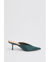 Karen Millen - Satin Closed Toe Heeled Mules - Lyst