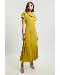Karen Millen - Petite Print Twill Angel Sleeve Woven Maxi Dress - Lyst