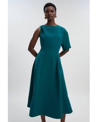 Karen Millen - Soft Tailored Trim Detail Full Skirt Midi Dress - Lyst