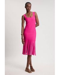 Karen Millen - Compact Stretch Square Neck Knitted Flippy Dress - Lyst