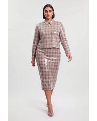 Karen Millen - Plus Size Sequin Tailored Belted Midi Skirt - Lyst