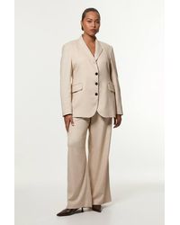 Karen Millen - Plus Size Herringbone Tailored Wide Leg Trousers - Lyst