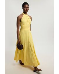Karen Millen - Double Cloth Halterneck Midi Dress - Lyst