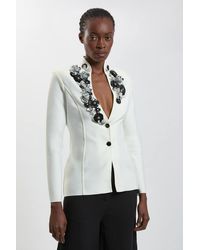 Karen Millen - Embellished Figure Form Fitted Blazer Jacket - Lyst