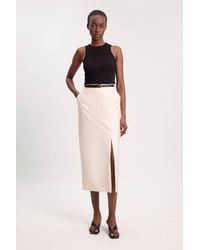 Karen Millen - Tailored Satin Pencil Midi Skirt - Lyst