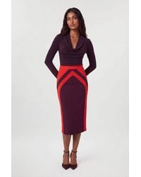 Karen Millen - Compact Stretch Colour Block Tailored Pencil Midi Skirt - Lyst