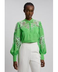 Karen Millen - Cutwork Beaded Embroidered Woven Blouse - Lyst