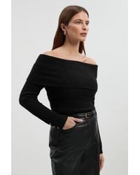 Karen Millen - Wool Blend Cosy Bardot Knit Jumper - Lyst
