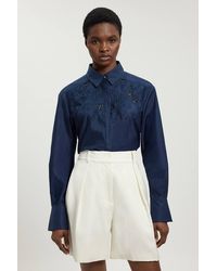 Karen Millen - Cotton Poplin Cutwork Shirt - Lyst