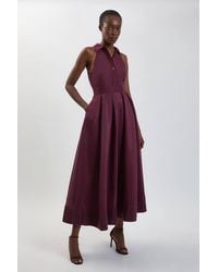 Karen Millen - Petite Organza Collared Maxi Dress - Lyst