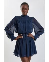 Karen Millen - Hand Embellished Georgette Mini Dress - Lyst