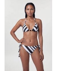 Karen Millen - Stripe Print With Bead Detail Bikini Top - Lyst