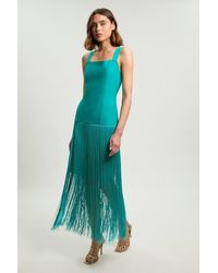 Karen Millen - Petite Figure Form Bandage Strappy Tassel Hem Knitted Dress - Lyst