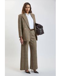 Karen Millen - Wool Check Wide Leg Tailored Trouser - Lyst