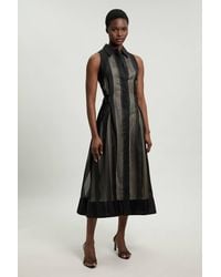 Karen Millen - Textured Organza Mix Sleeveless Shirt Dress - Lyst