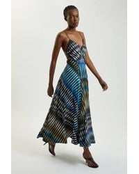 Karen Millen - Petite Stripe Strappy Woven Midi Dress - Lyst
