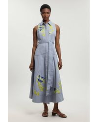 Karen Millen - Floral Applique Belted Midi Dress - Lyst