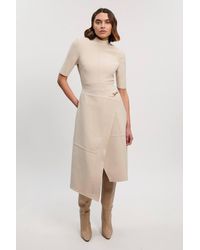Karen Millen - Figure Form Bandage Asymmetric Knit Midi Dress - Lyst