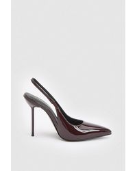 Karen Millen - Patent Leather Slingback Heeled Shoe - Lyst