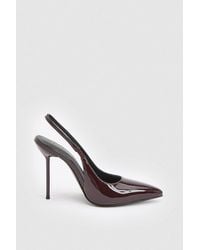 Karen Millen - Patent Leather Slingback Heeled Shoe - Lyst