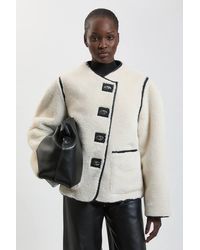 Karen Millen - Petite Faux Fur Tipped Turnlock Coat - Lyst