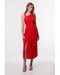 Karen Millen - Tailored Asymmetric Neck Strappy Detail Dress - Lyst