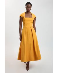 Karen Millen - Square Neck Tailored Full Skirted Maxi Dress - Lyst
